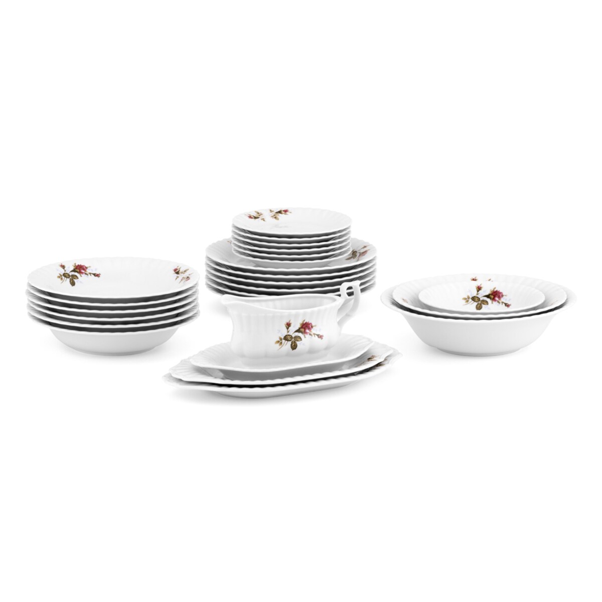 Zestaw talerzy dla 6 osób 18 el. Iwona Chodzieska Róża B026