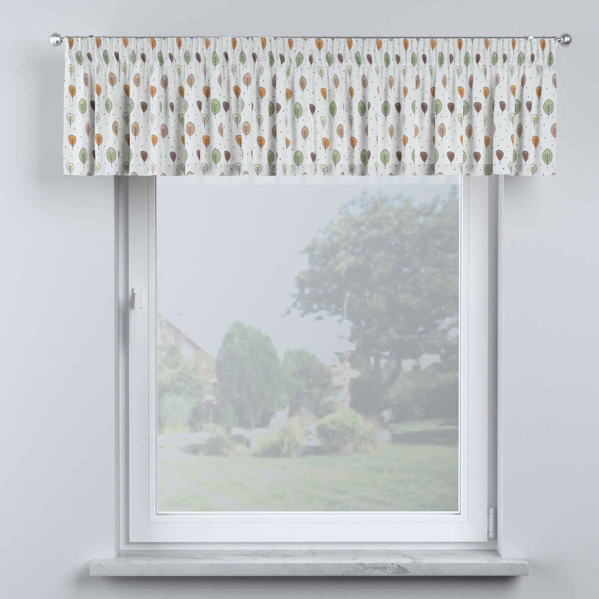 Lambrekin na taśmie marszczącej 390x40 ecru-brązowy