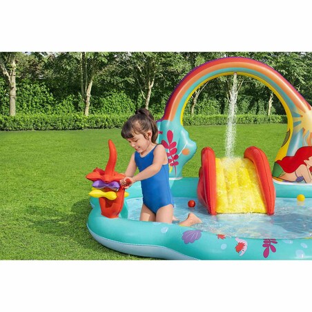 Dmuchany plac zabaw wodny Bestway 91097 Syrenka Disney zjeżdżalnia 211x206x127 cm
