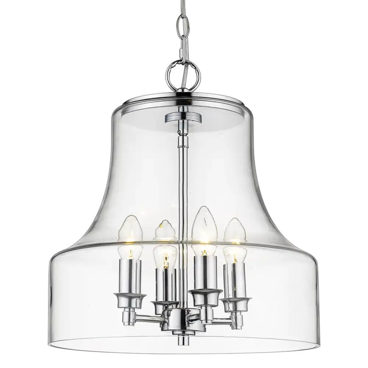 Wisząca lampa retro Prague szklany zwis na łańcuchu chrom