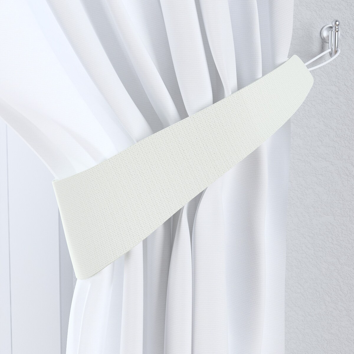 Podwiązka Victoria, biały śmietankowy strukturalny, 12 x 70 cm, Blackout/Dimout
