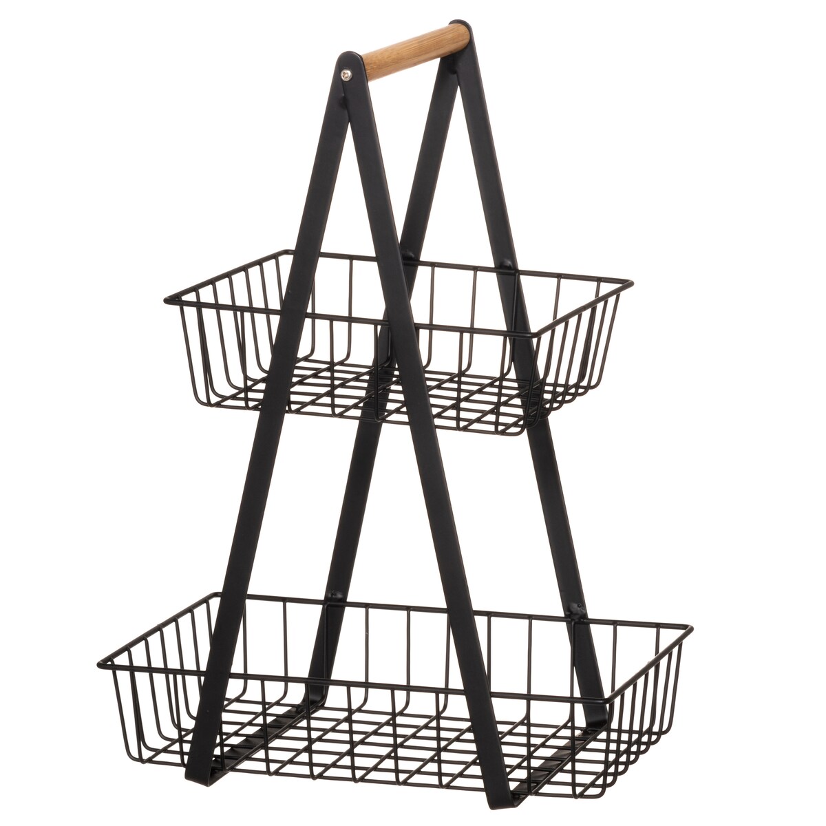 Dwupoziomowy stojak do przechowywania z bambusową rączką