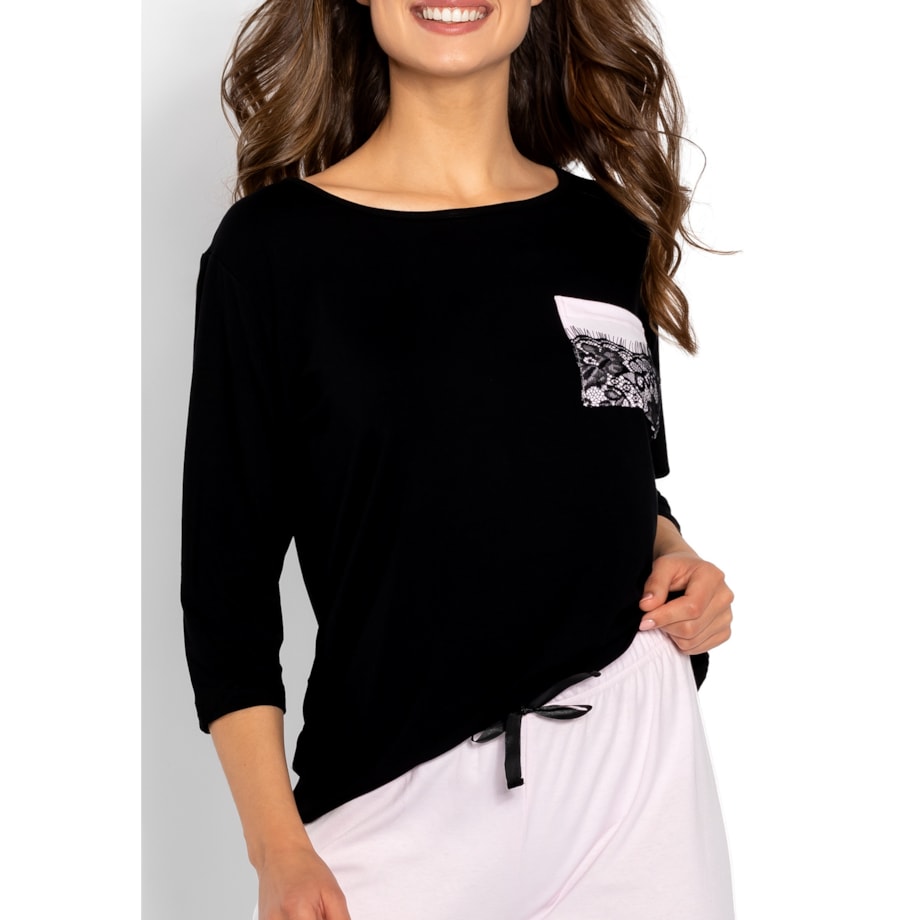 Piżama Ashley Black-Pink, M