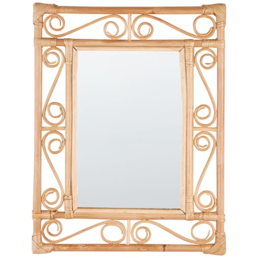 Rattanowe lustro ścienne 41 x 52 cm jasne AMANU