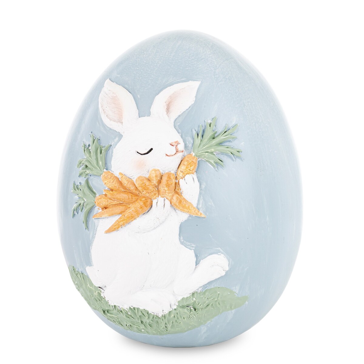 Dekoracja - jajko ozdobne 12x9x9 cm PISANKA niebieska z królikiem