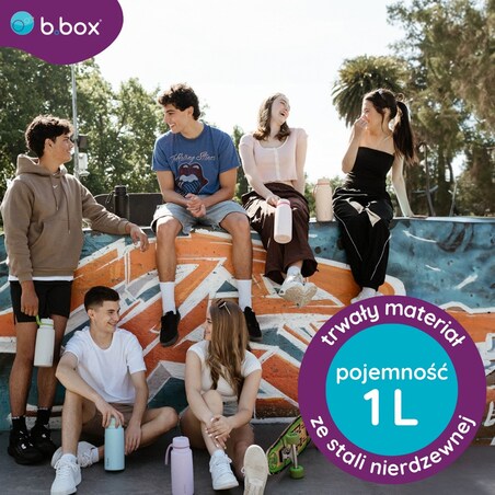 Butelka termiczna 1L z ustnikiem – termos ze stali nierdzewnej Lime Time, b.box