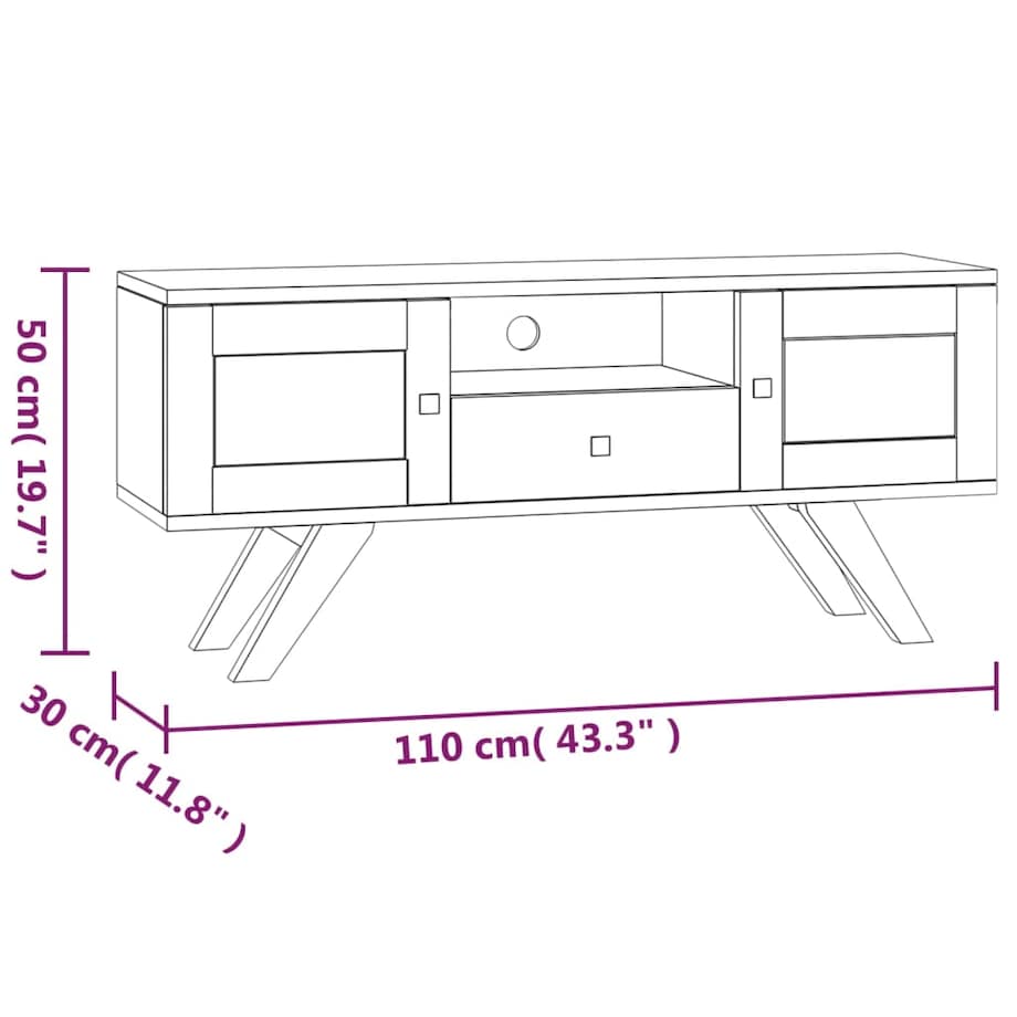 vidaXL Szafka telewizyjna, 110x30x50 cm, lite drewno tekowe
