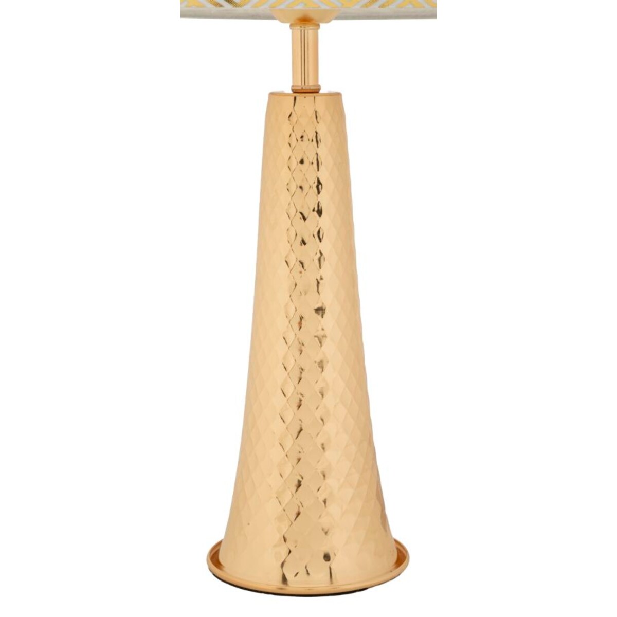 Lampa stołowa Tower, kolor złoty i biały, żelazo i tkanina, 30 x 30 x 54 cm, 1 x E27, do salonu i sypialni, Mauro Ferretti