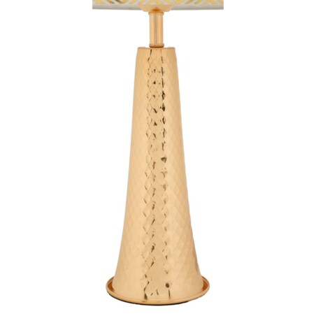 Lampa stołowa Tower, kolor złoty i biały, żelazo i tkanina, 30 x 30 x 54 cm, 1 x E27, do salonu i sypialni, Mauro Ferretti