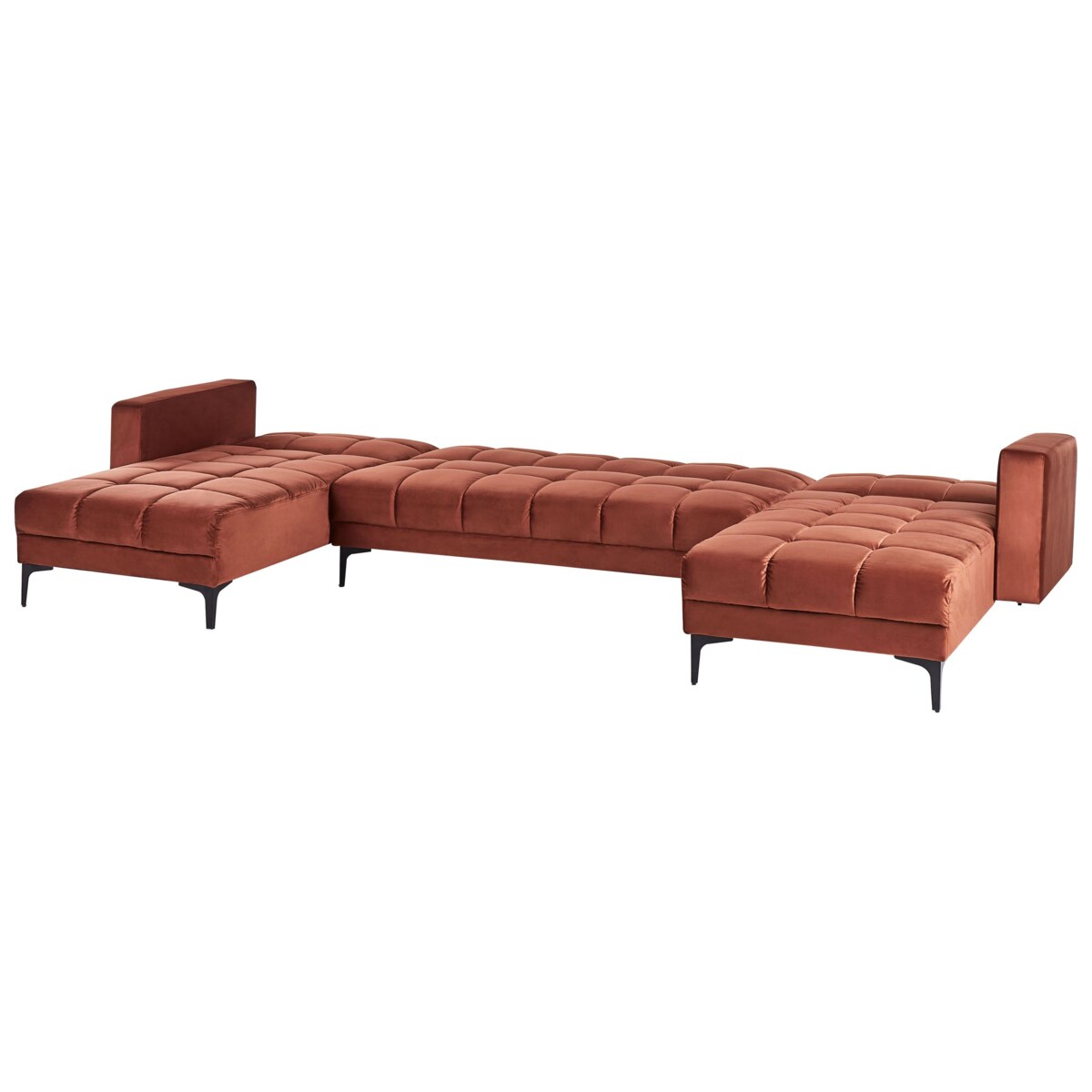 Sofa w kształcie U ALNES Jasnoczerwony Welur Symetryczny