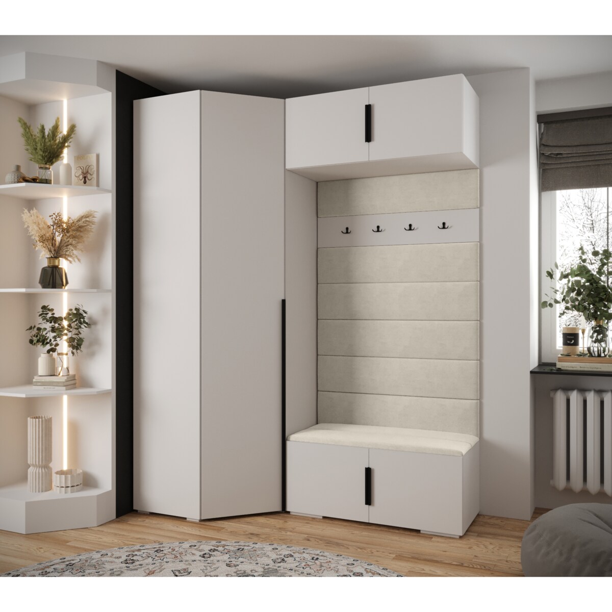 Garderoba do przedpokoju INOVA 1 Z21 biały+czarny+manila02