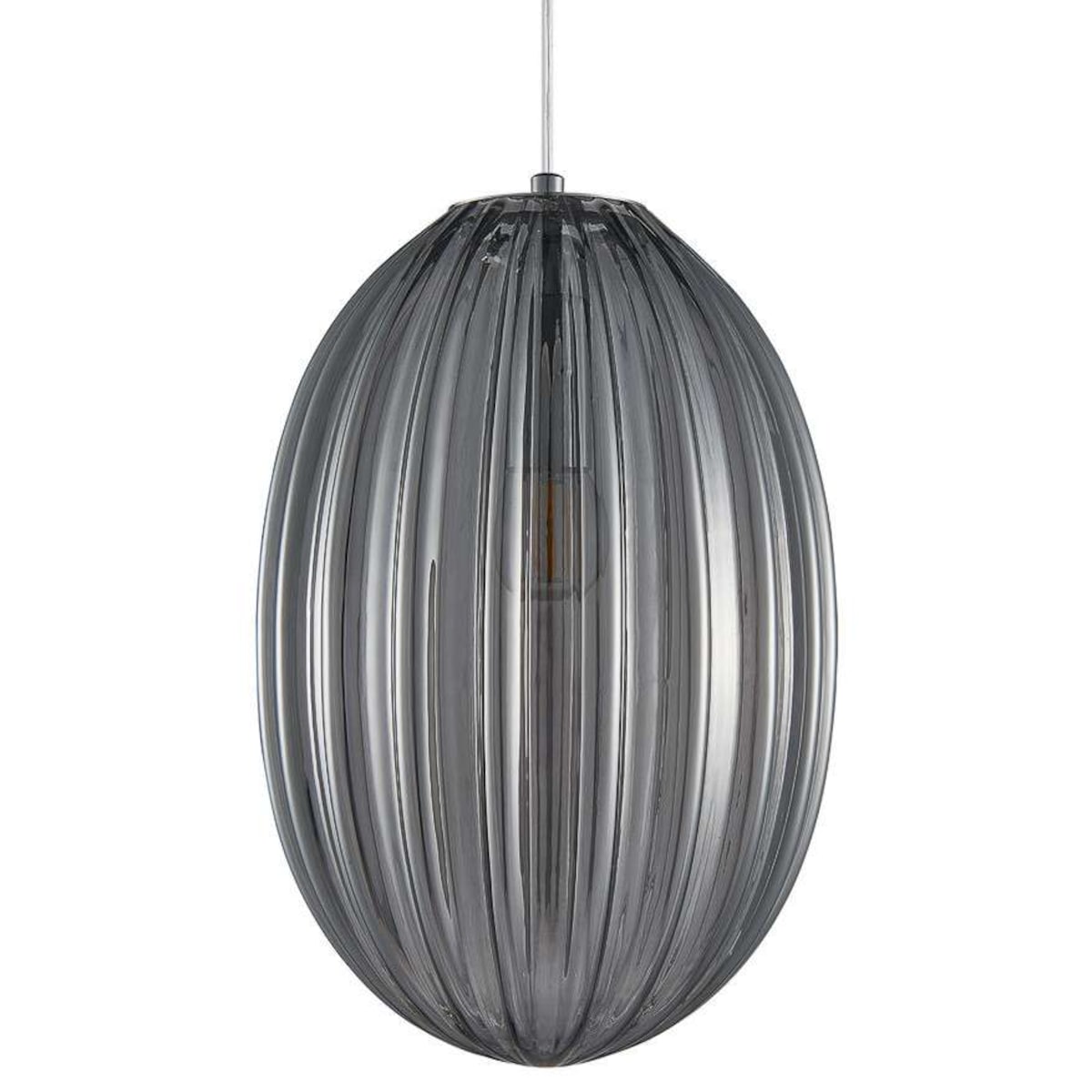 Wisząca LAMPA skandynawska PARLO PND-8112-1B-SG Italux plisowana OPRAWA szklany zwis chrom szary przydymiony