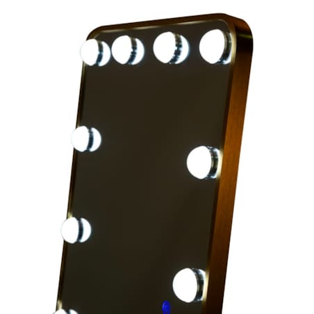 Lustro podłogowe Hollywood, kolor złoty, aluminium, 50 x 5 x 160 cm, kształt prostokątny, LED, do sypialni i garderoby, Mauro Ferretti