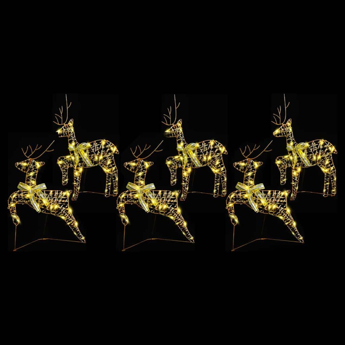 vidaXL LED Renifery z 180 diodami LED 6 pcs złoty PET