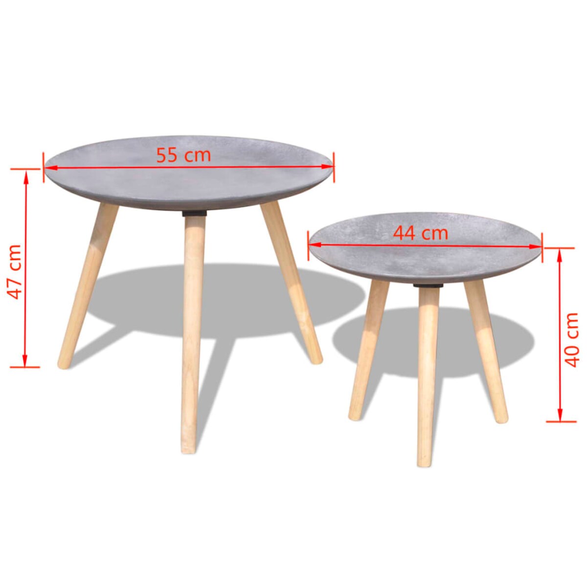 vidaXL Zestaw dwóch stolików, 55 i 44 cm, betonowa szarość
