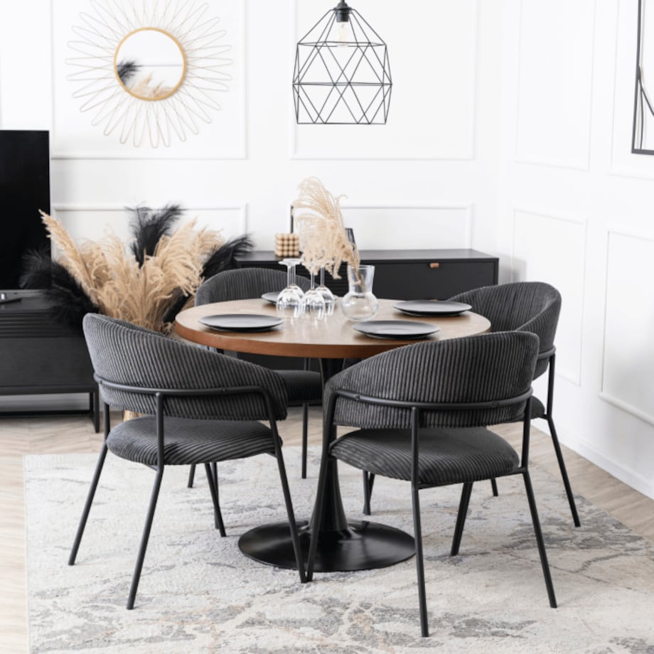 Krzesło Tapicerowane TINKA Czarne Sztruksowe Nowoczesne Loft