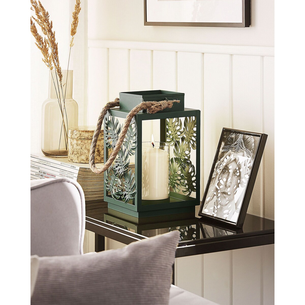 Lampion metalowy 25 cm zielony UNIMAK