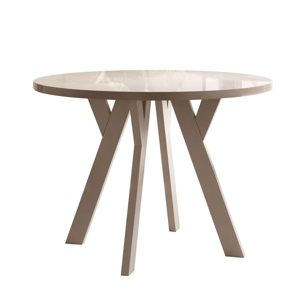 Okrągły stół rozkładany VOLTA GLOSS, nogi kaszmir, blat kaszmir