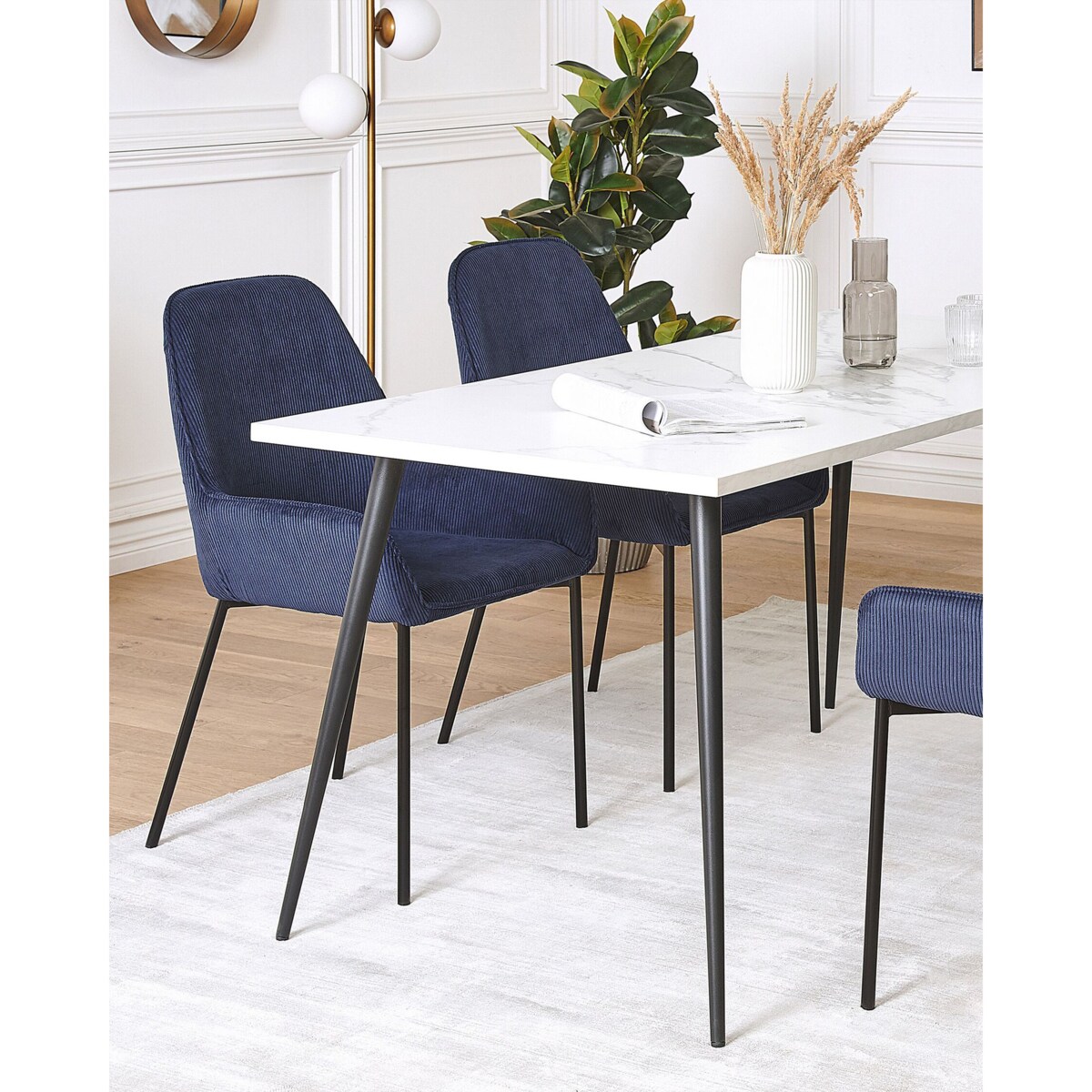 Zestaw 2 krzeseł do jadalni sztruksowy niebieski LOVERNA