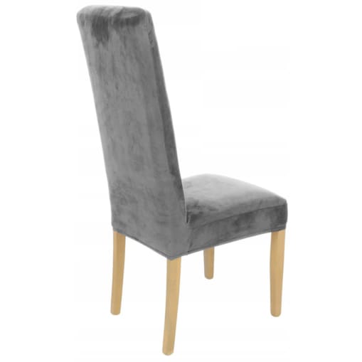Pokrowiec Na Krzesło Wysokie Oparcie Szary Welur Elastyczny
