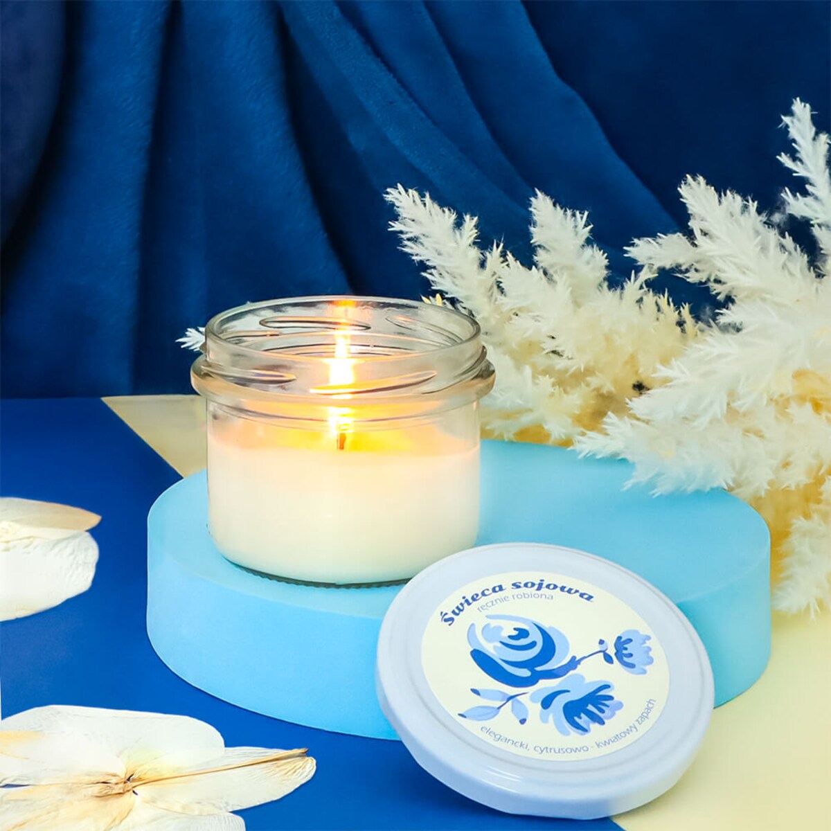 Naturalna świeca sojowa zapachowa Szafirowy blask w słoiku 150ml prezent upominek na każdą okazję dla kobiety babci mamy żony dziewczyny przyjaciółki