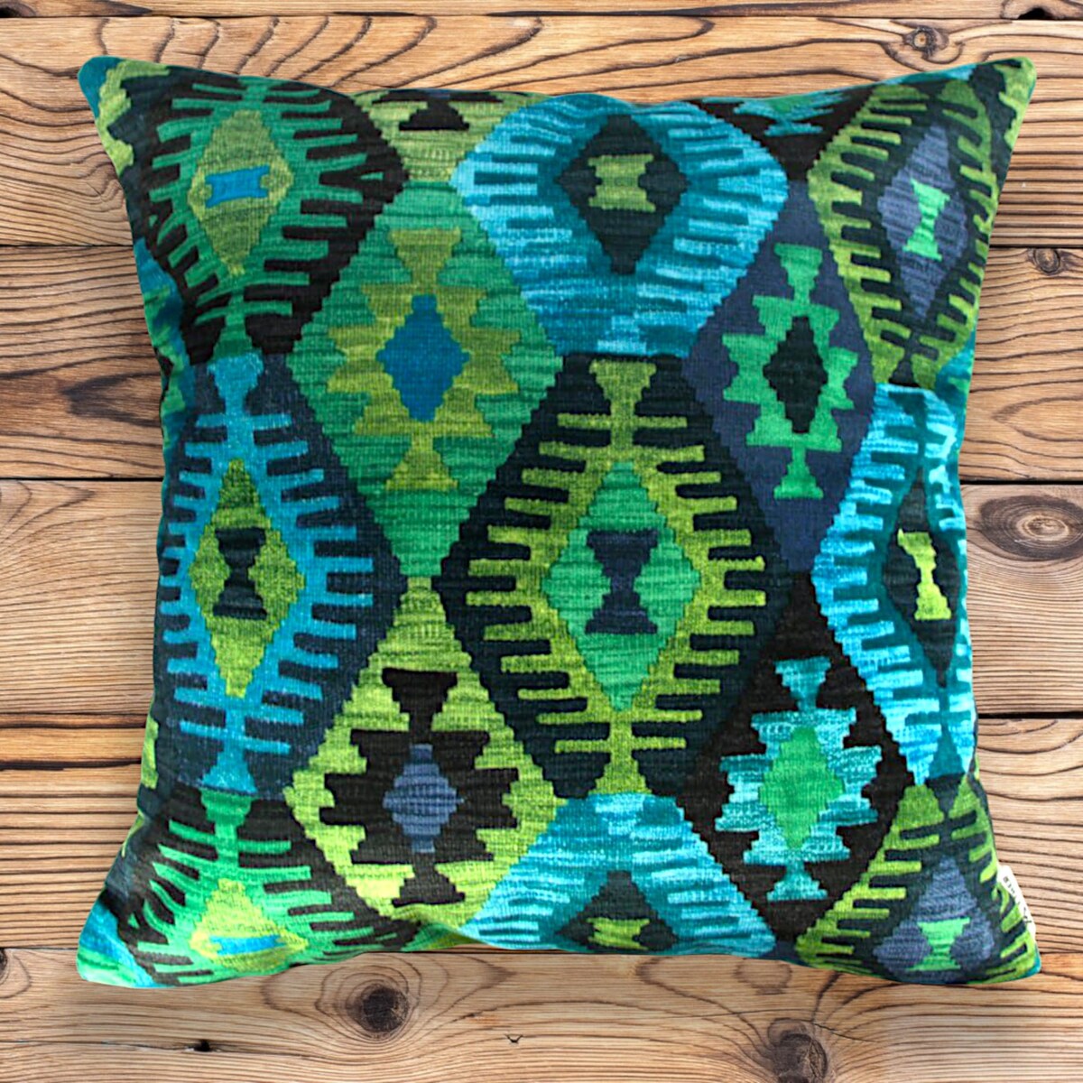 Turkusowy komplet dwóch poduszek dekoracyjnych Stella - Aztek Boho