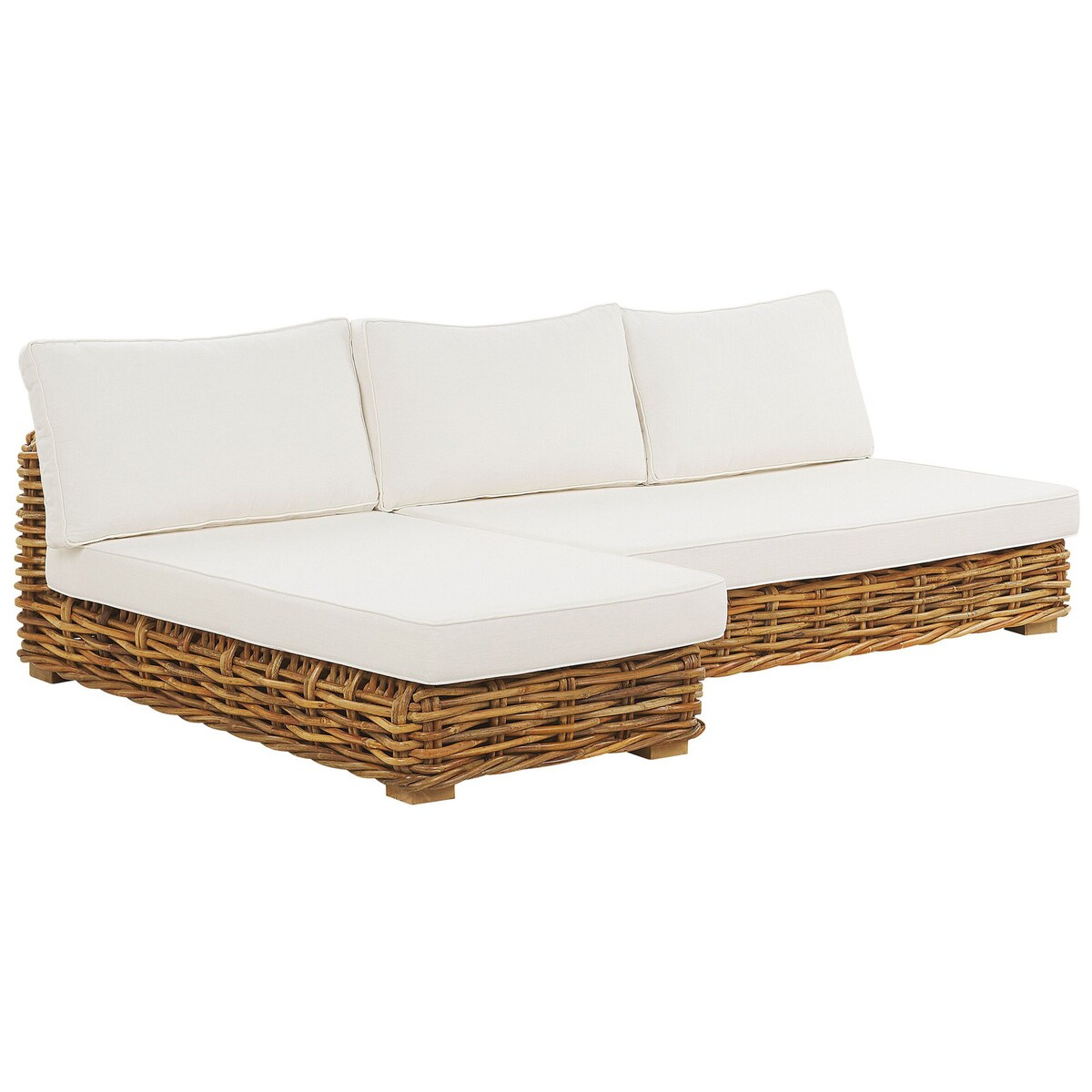Zestaw ogrodowy ze stolikiem dla 4 osób VARALLO Prawostronny Naturalny Rattan Modułowy