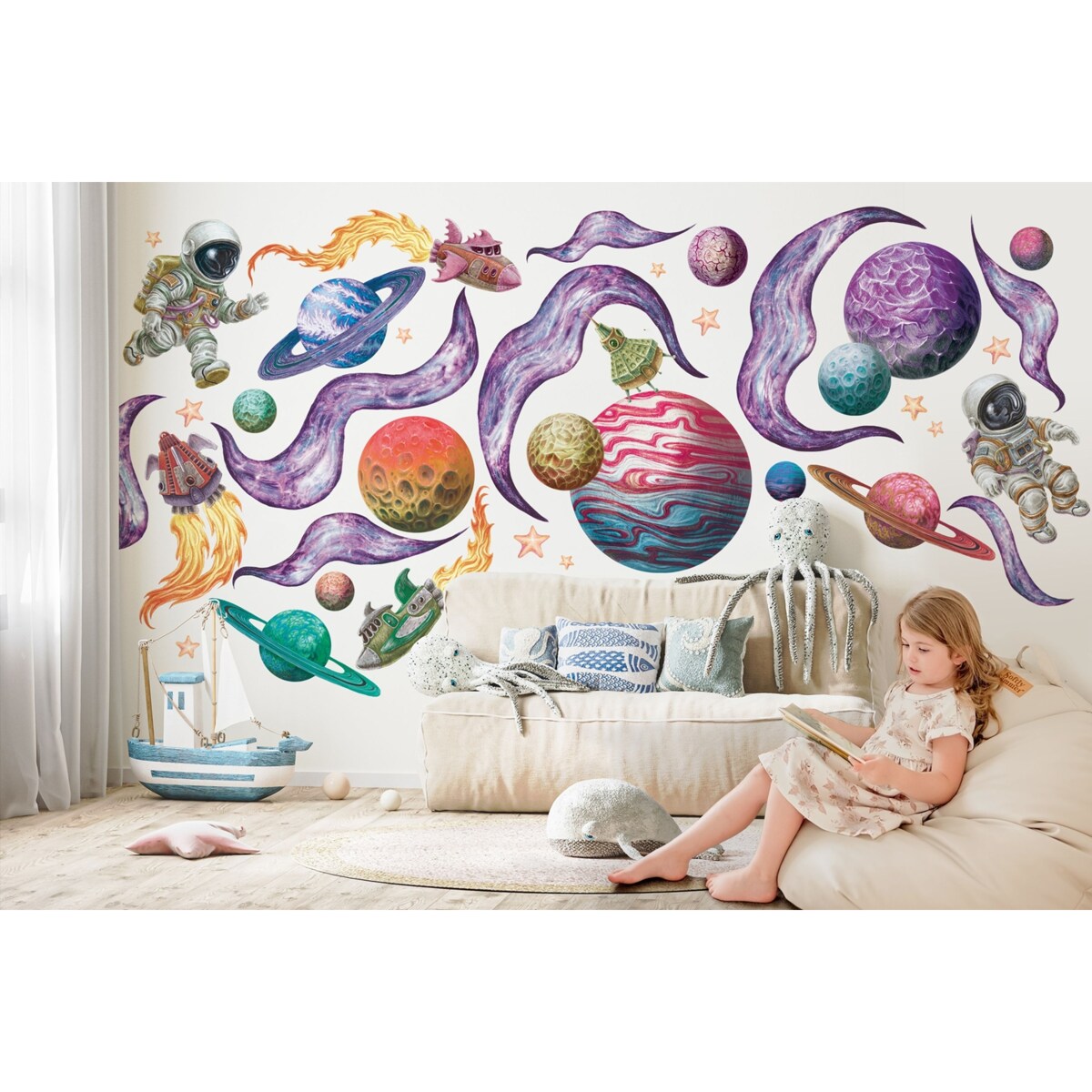 Zestaw naklejek na ścianę, Kosmiczne marzenia, 60cm