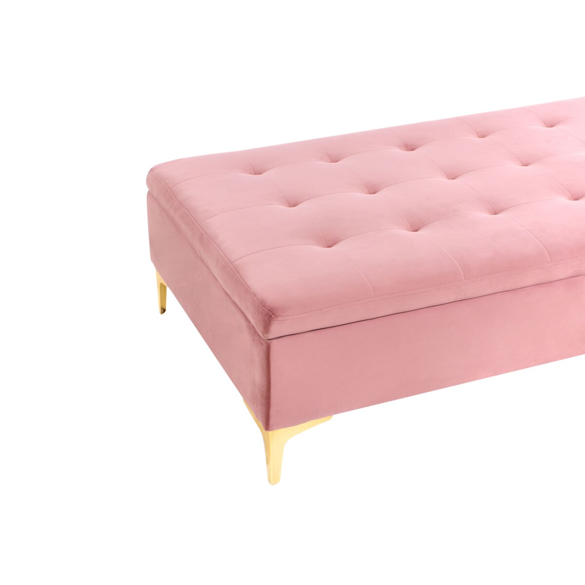 Otomana ze schowkiem welurowa różowa ABERDEEN