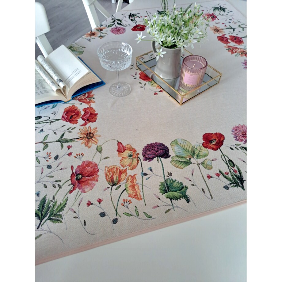 Obrus Na Stół 100X100 Cm Ozdobny Dekoracyjny Fiori Natural