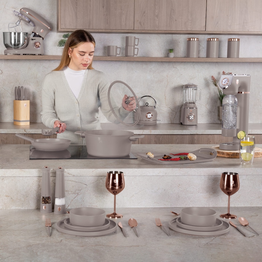 Zastawa stołowa Serwis Komplet talerzy naczyń 18 ele dla 6 osób BERLINGER HAUS Taupe