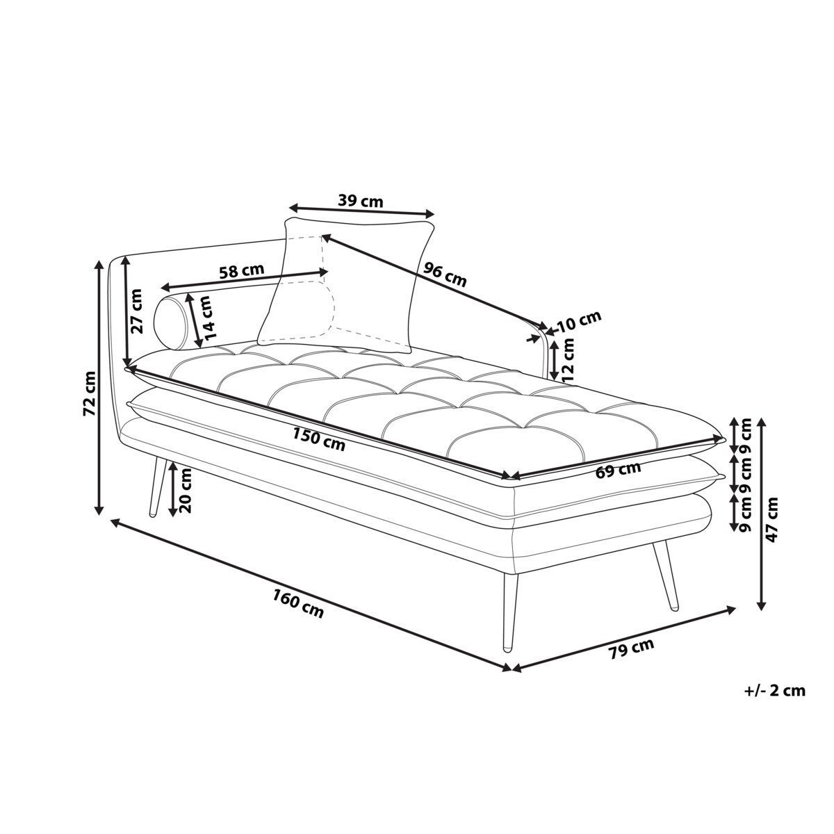 Szezlong welurowy lewostronny pomarańczowy GONESSE