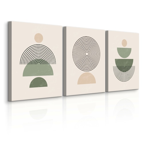 3x Obraz Ścienny Set Minimalizm Styl Boho Misy Abstrakcja Do Salonu 30x40cm