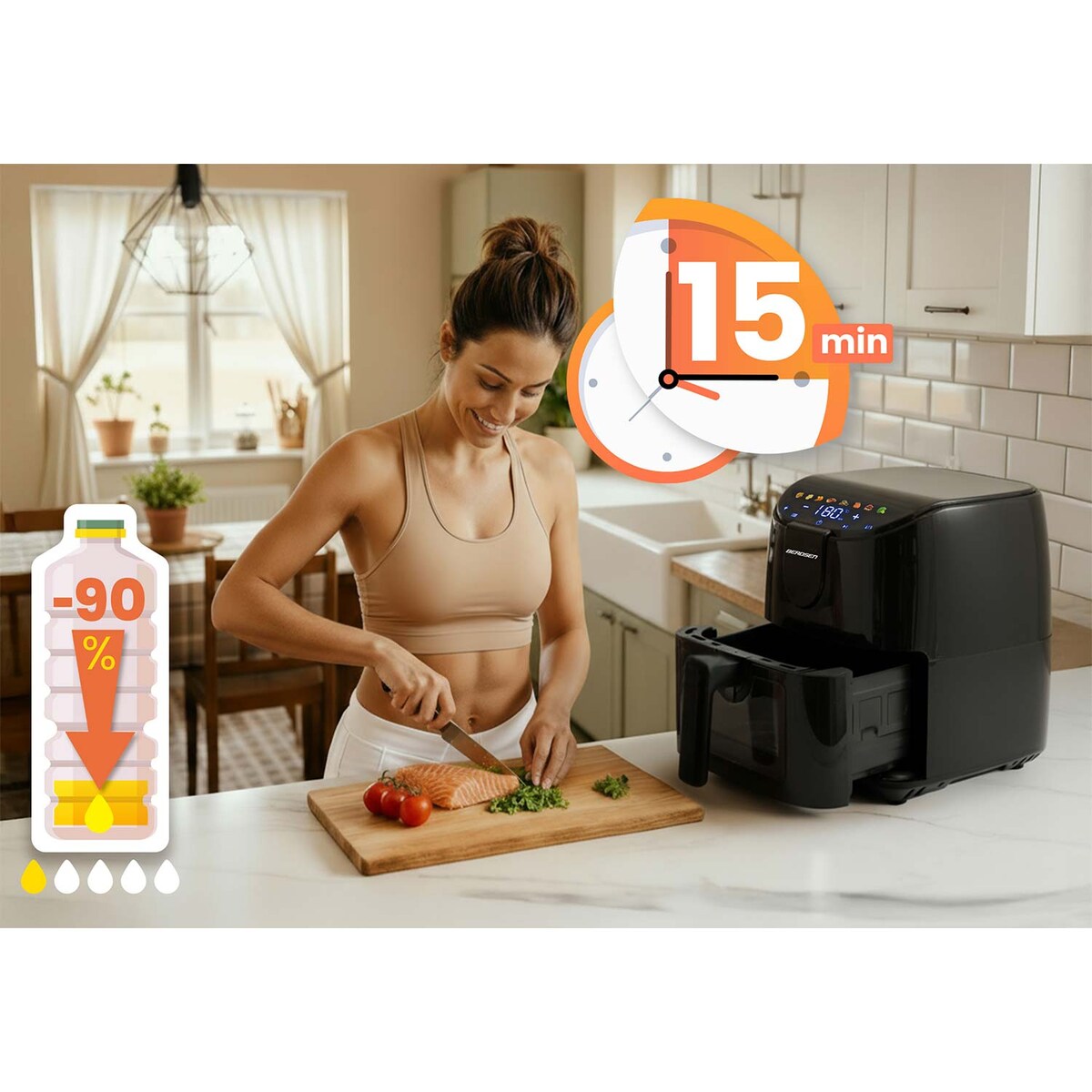 Frytkownica beztłuszczowa Berdsen Air Fryer frytownica 4l 1500W
