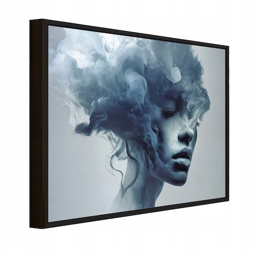 Obraz W Ramie Do Sypialni Salonu Na Płótnie Kobieta Abstrakcja Niebieski 60x40