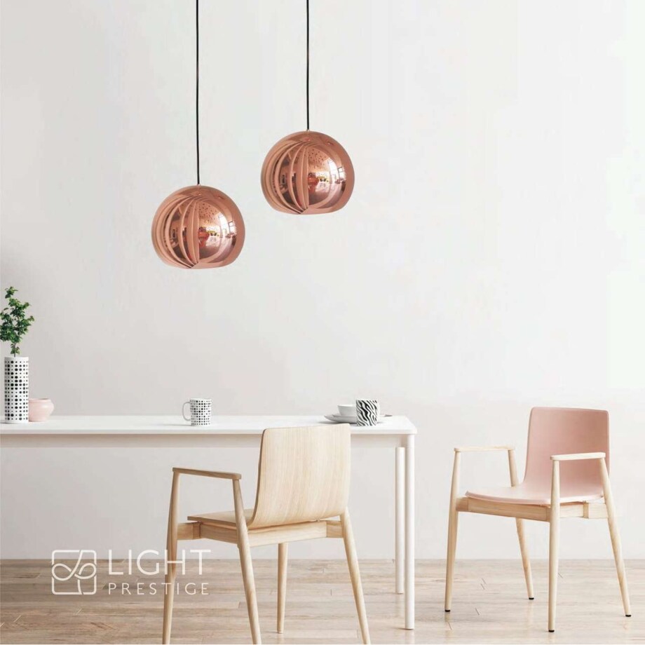 LAMPA wisząca RAME LP-2014/1P S Light Prestige metalowa OPRAWA zwis kula ball miedź