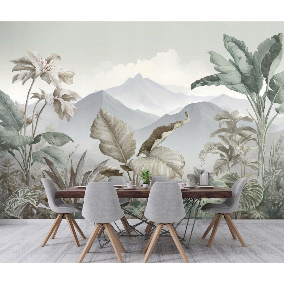 Fototapeta Do Sypialni Salonu Na Flizelinie Dżungla Natura Szary 250x175