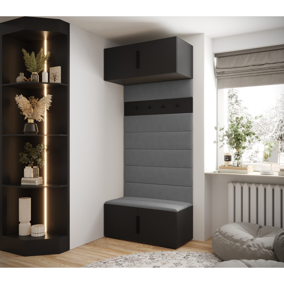 Garderoba do przedpokoju INOVA 1 czarny+czarny+manila16