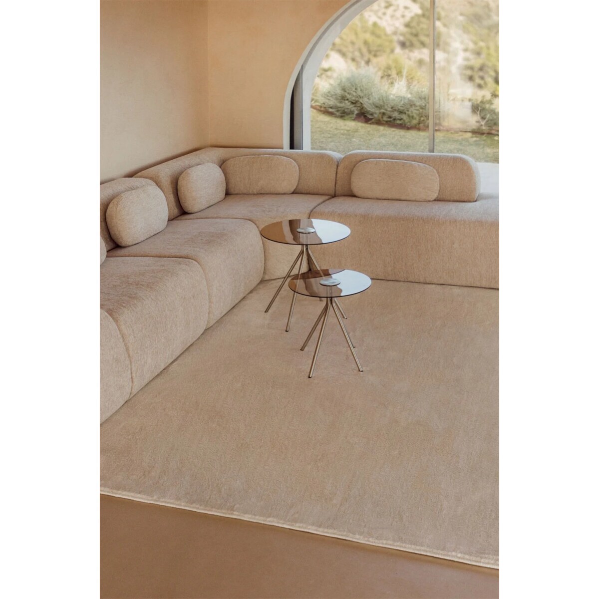 Dywan prostokątny z poliestru Daroca, 200x300 cm, kremowo-beżowy