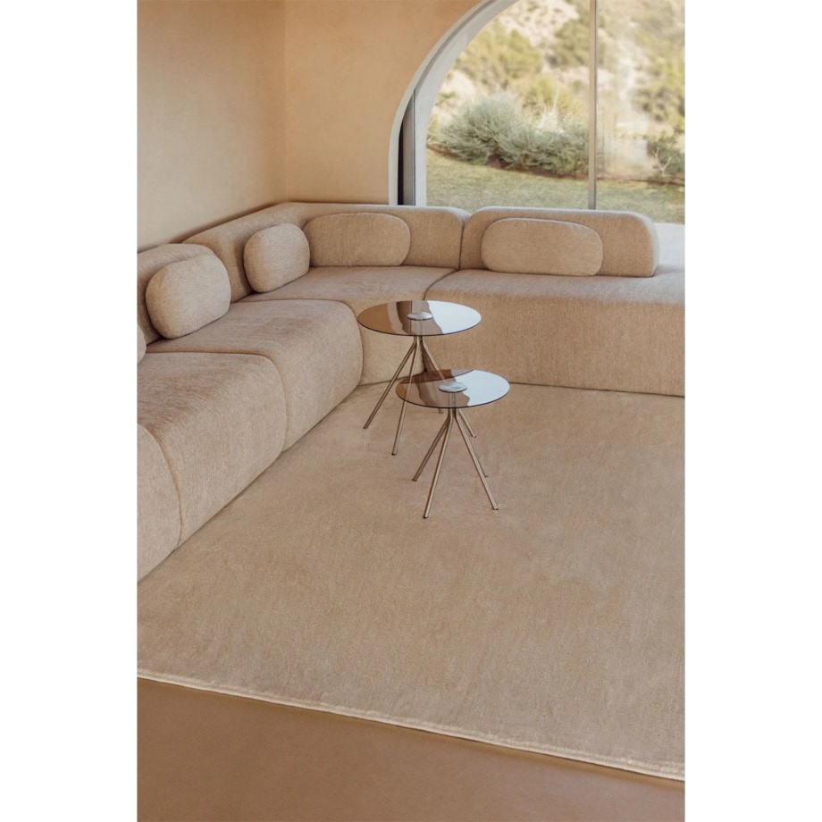 Dywan prostokątny z poliestru Daroca, 200x300 cm, kremowo-beżowy