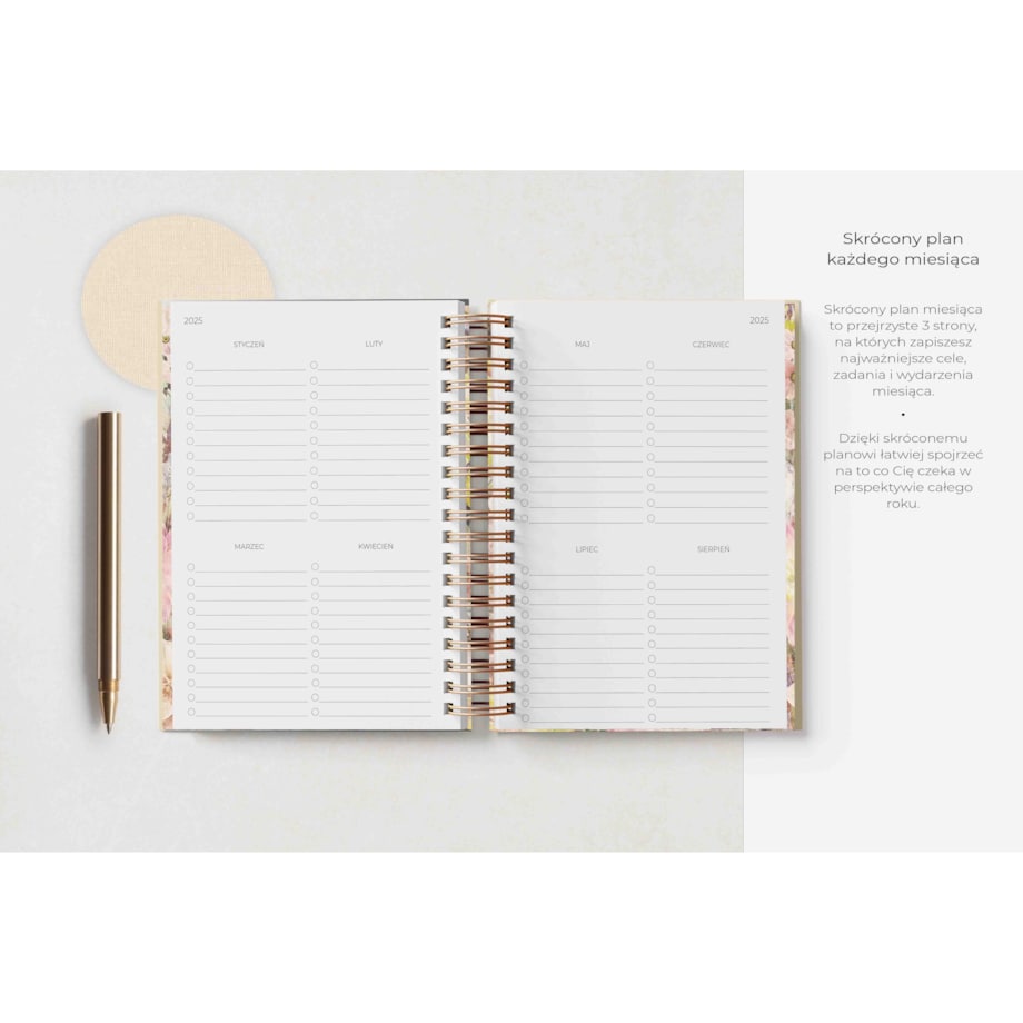 Planner Tygodniowy 2025 na spirali – Arena Silente