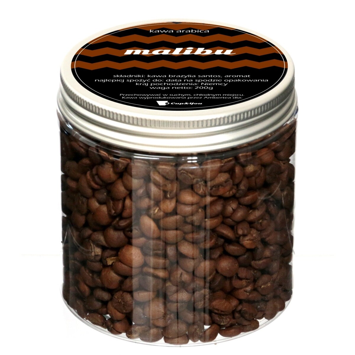Kawa aromatyzowana o smaku MALIBU ziarnista ARABICA Cup&You PREMIUM 200g na prezent upominek dla kobiety mężczyzny faceta mamy taty żony męża