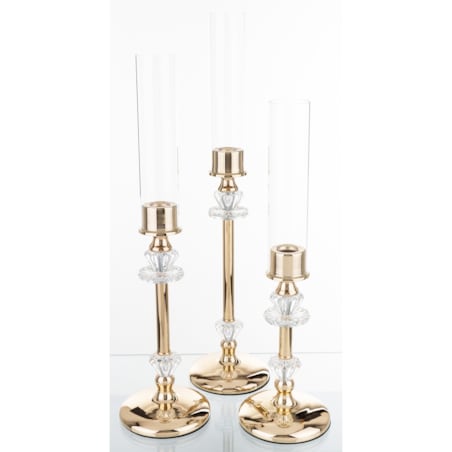 Świeczniki metalowe 3 szt. 50/45/40x11 cm CANDELIER złote