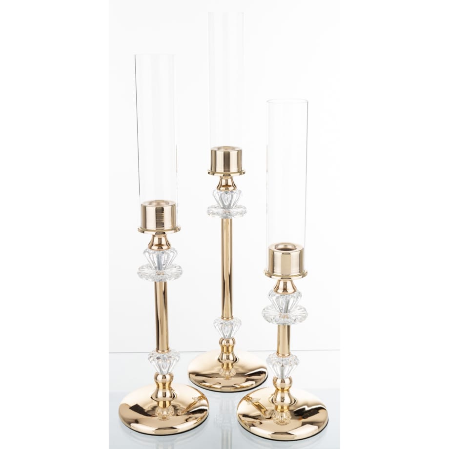 Świeczniki metalowe 3 szt. 50/45/40x11 cm CANDELIER złote