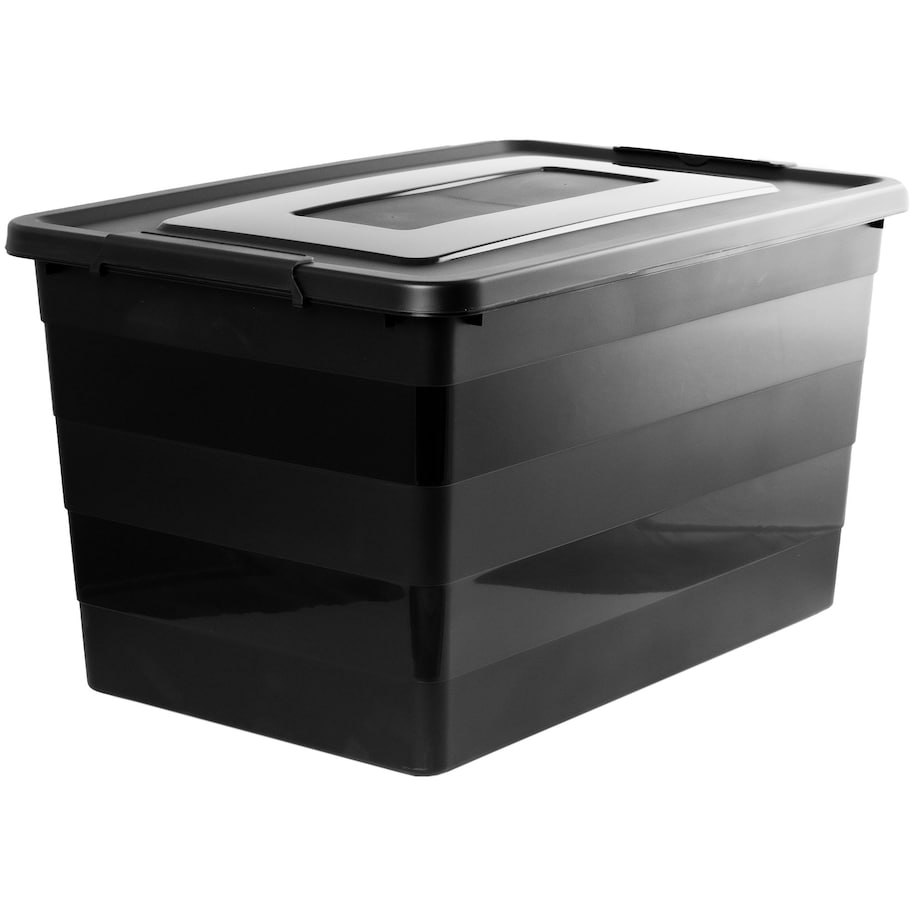 Pojemnik Plastikowy Pudełko Plastikowe Z Pokrywką Na Kółkach Box Czarny 55L