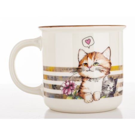 Kubek porcelanowy 400 ml 2 koty 9x13x9,5 cm GATTINI-2