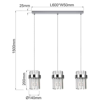 Lampa sufitowa wisząca Light Prestige Vetro chrom 3 x E14 1 szt.
