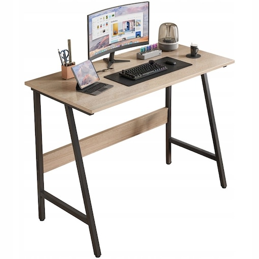 Biurko komputerowe loft industrialne nowoczesne szkolne jasny dąb 100 cm