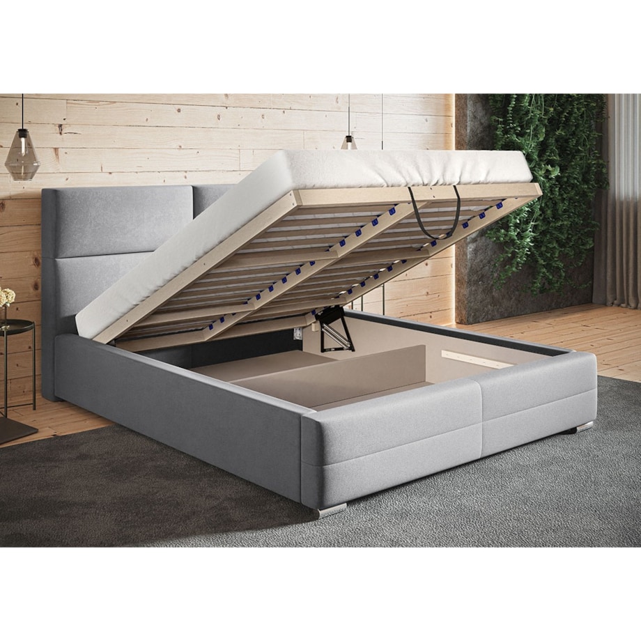 Łóżko sypialniane 120x200 BEN 3- szare - tkanina plusz