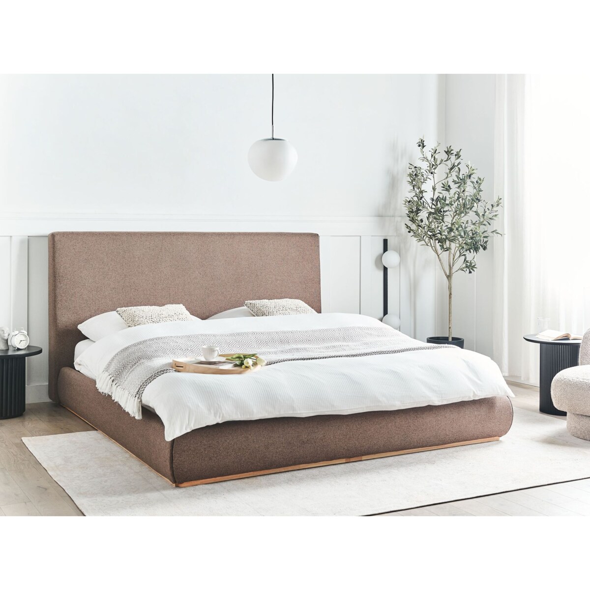 Łóżko z pojemnikiem CAMPAGNE 180 x 200 cm Ciemnobrązowy